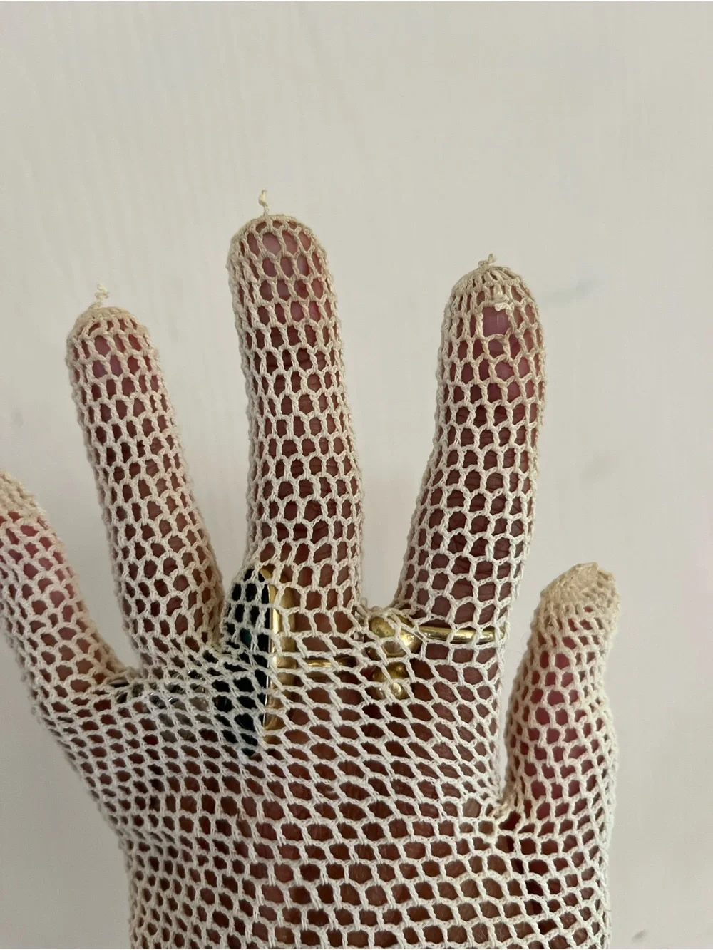 Antique 1920s Edwardian Hand Crochet Mesh Garden Tea Wedding Gloves